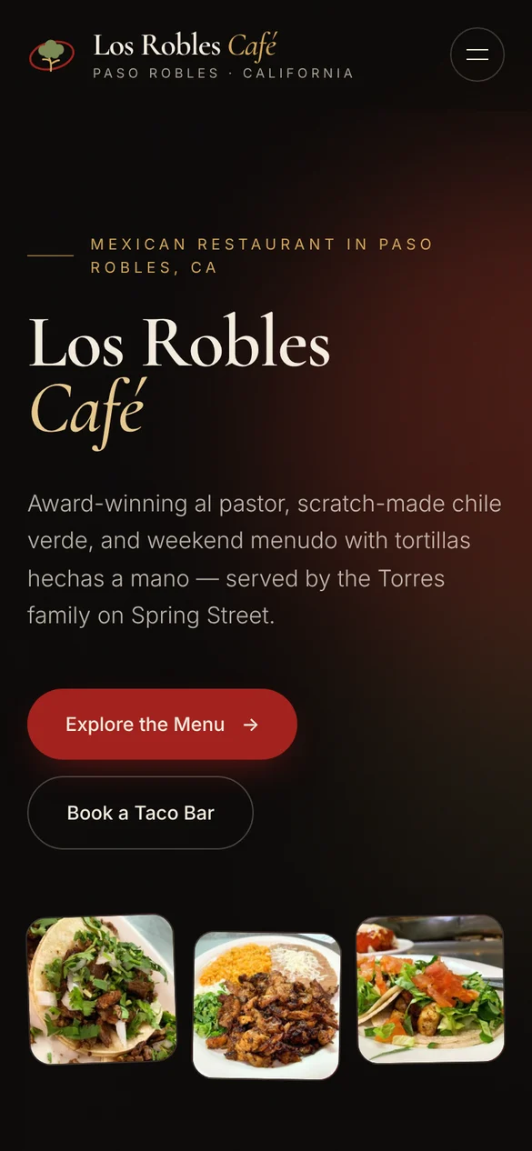 Los Robles Cafe on mobile